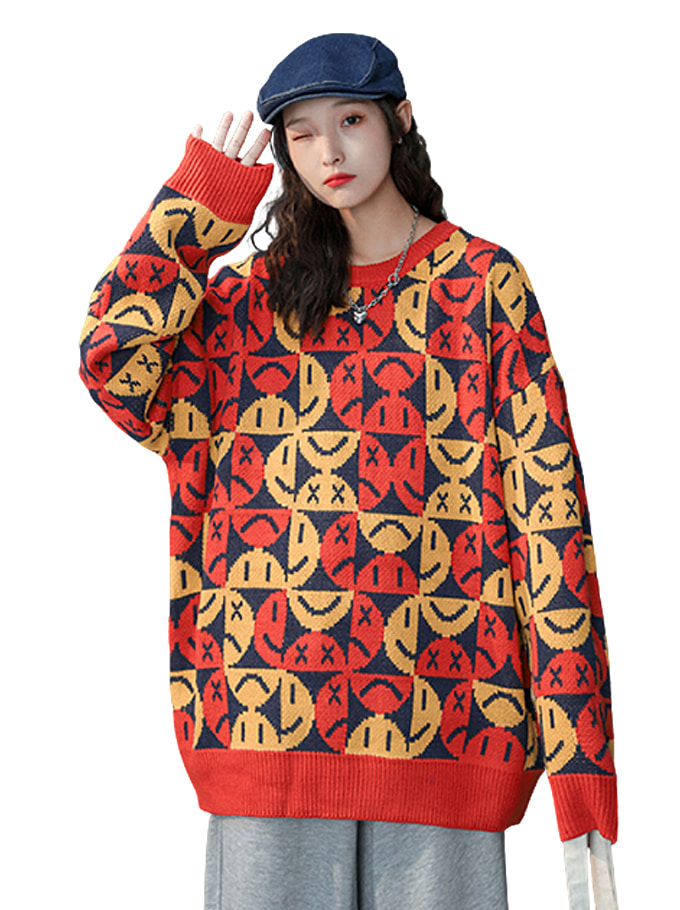 Red Smile Oversize Knit