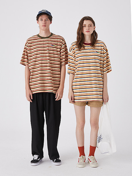 [당일배송]Loven Stripe Half T-Shirt