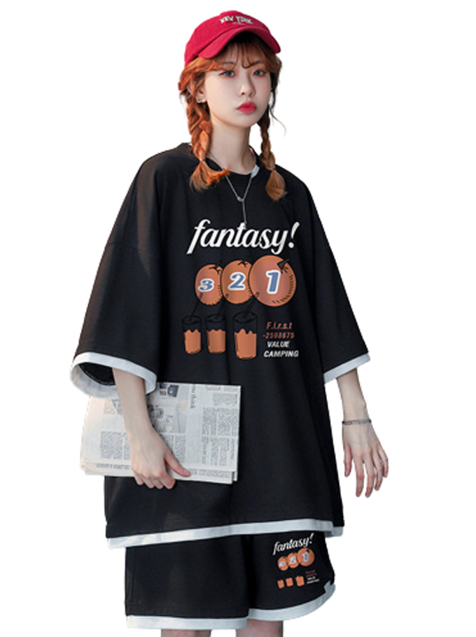 [당일배송]Fantagy Oversize Short Sleeves Set